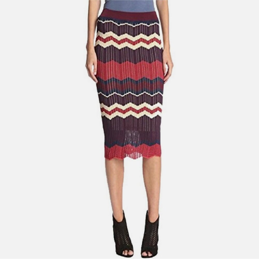 Ronny Kobo Red Zigzag Opal Skirt In Bordeaux
